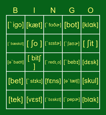 Phonics Bingo Card