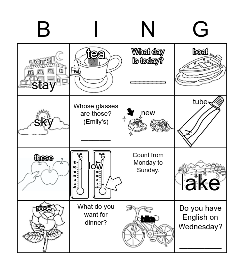 Back to School Bingo for 203 Bingo Card