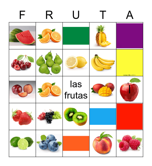 Ch 7, Frutas Bingo Card