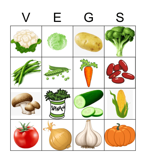 Ch 7, Verduras Bingo Card