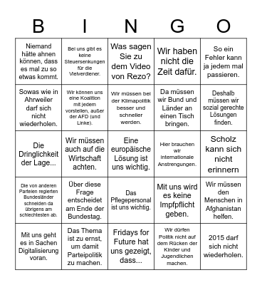 TV Triell zur BTW2021 Bingo Card