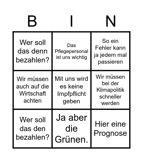 Annalena Bingobock Bingo Card