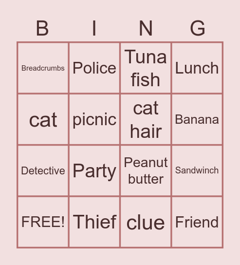 Key words Bingo Card