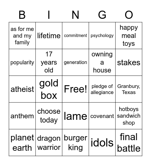 IH SWS 8.29 Bingo Card