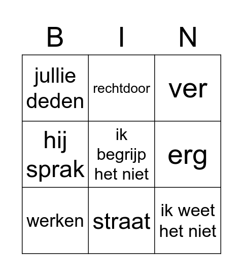 Herhalen woorden Ruslan 1 урок 1-4 Bingo Card