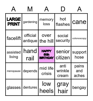 AMADA Bingo Card