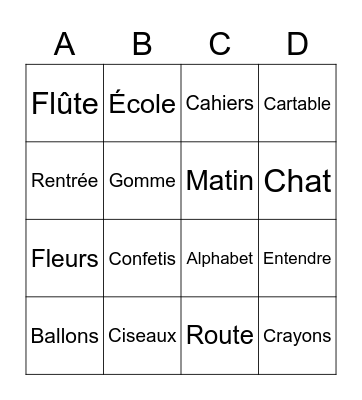 Chahut - Bingo Card