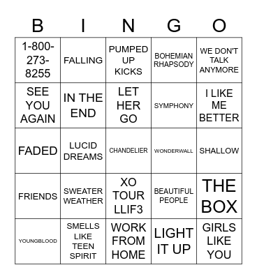 BILLION STREAMS Bingo Card