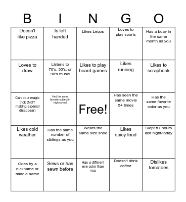 Find someone who... Bingo Card