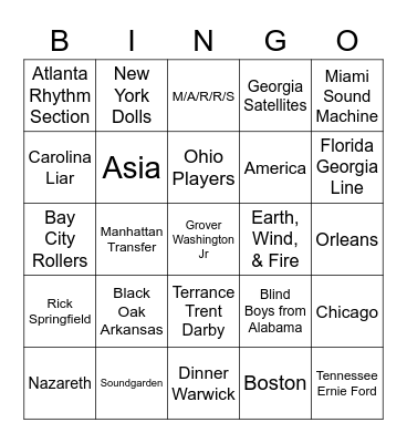 Geographical Bingo Card