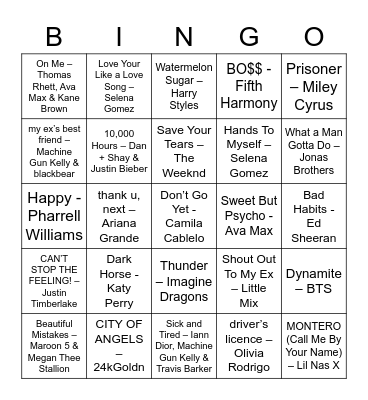 Music Bingo Card