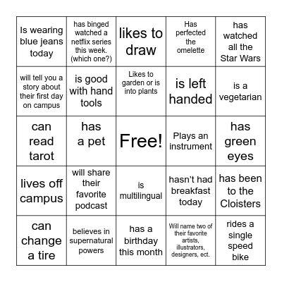 FIND SOMEONE WHO… Bingo Card