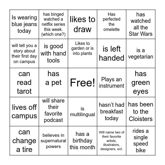 FIND SOMEONE WHO… Bingo Card