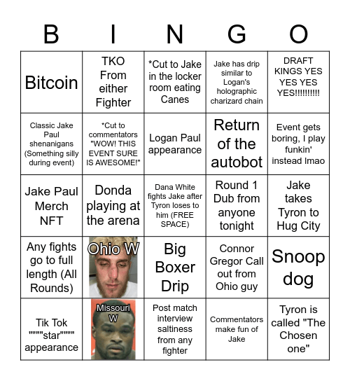 Ohio Man on PEDS challenges man who actually knows how to fight and instanly regrets it Bingo Card