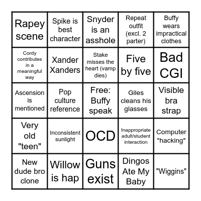 Buffy Bingo Card