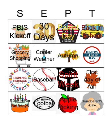 September Bingo Card