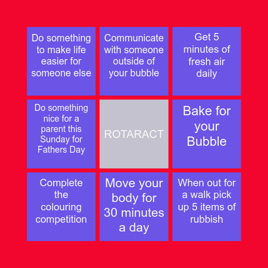 Lockdown Bingo Card