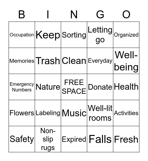 Feeling Good in Your Space Bingo Card