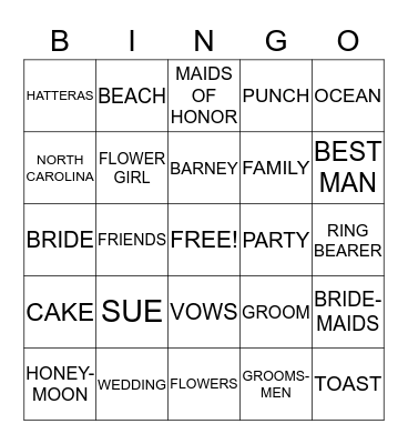 WEDDING BINGO Card