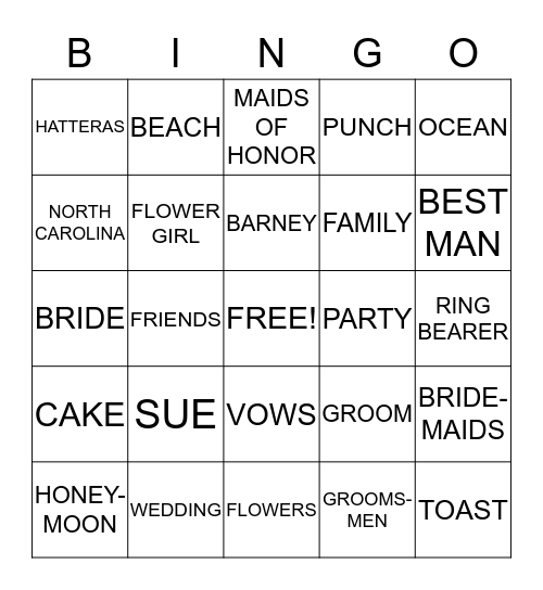 WEDDING BINGO Card