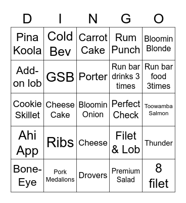 Dingo Bingo Card