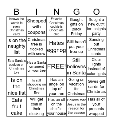 Christmas Bingo Card