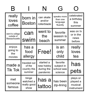 OGPS Staff BINGO Card