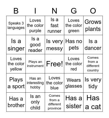 Find Somebody Who... Bingo Card