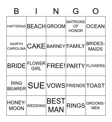 WEDDING BINGO Card