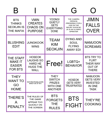 RUN BTS BINGO Card