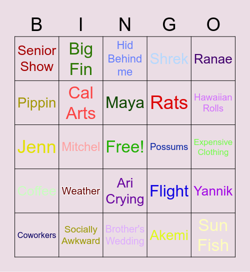 ~Cringe~ Bingo Card