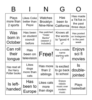 Student Government Bingo Card
