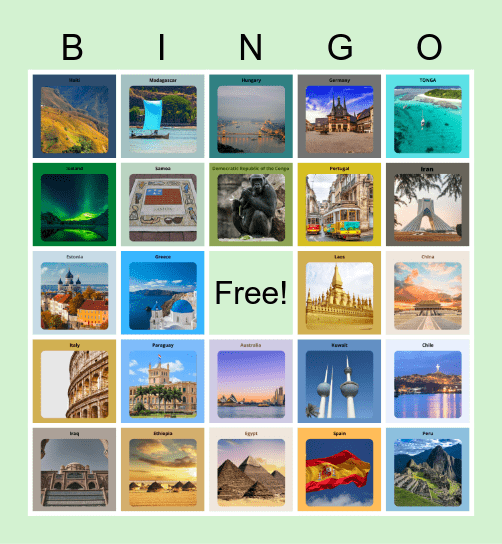 World BINGO Card