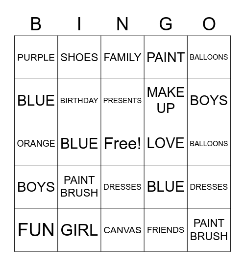 SAVANNAH'S 8TH BIRTHDAY Bingo Card