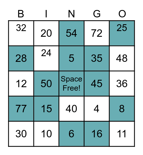 Multiplication Bingo! Bingo Card