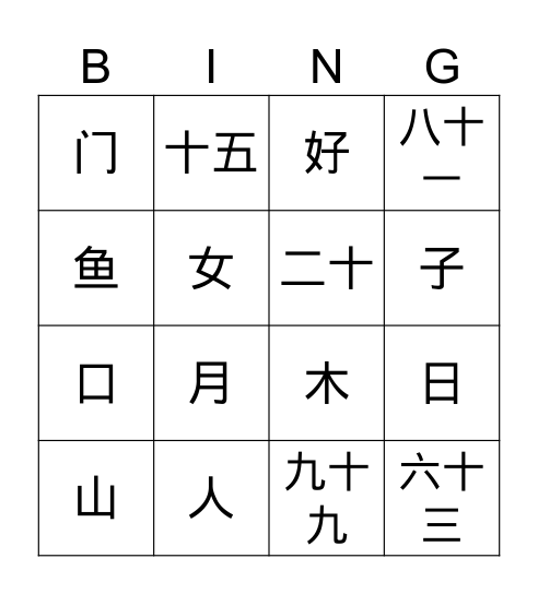 数字人口 Bingo Card