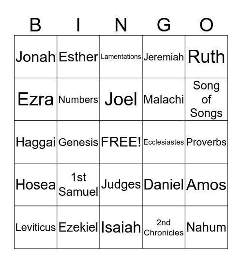 Old Testament  Bingo Card