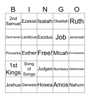 Old Testament Bingo Card