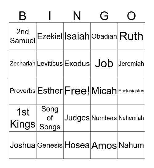 Old Testament Bingo Card