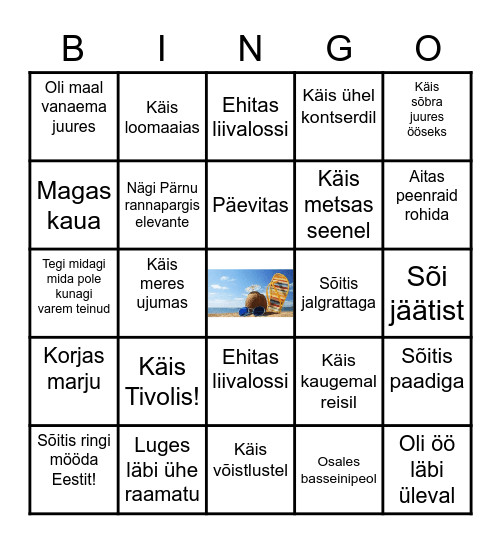 Mis sa suvel tegid? Bingo Card