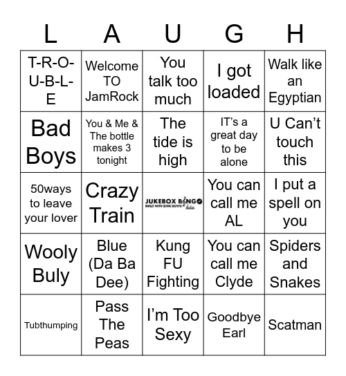 JukeBox Bingo  Laugh Bingo Card