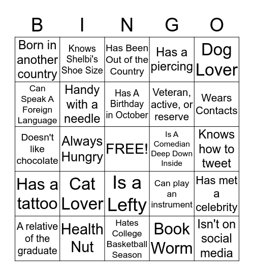 People Bingo Card