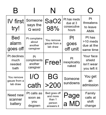 September Sepsis Bingo Card