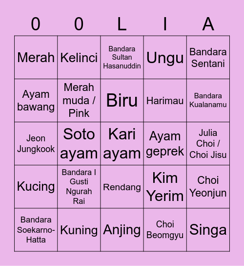 BINGO PUNYA LIA Bingo Card