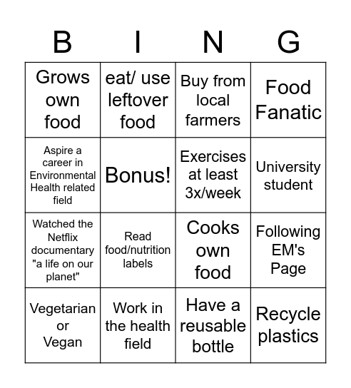 BINGO Card