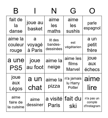 Trouve quelqu'un qui... Bingo Card