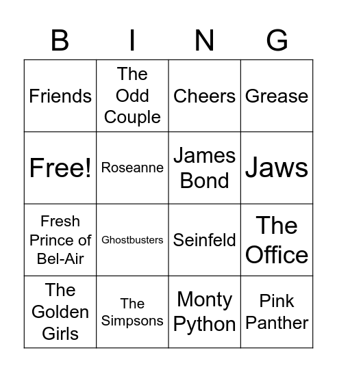 Songs from TV & Movies Bingo Card