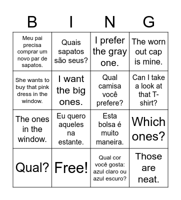 Commun. Check 2 J2 (Which) - Teacher Giovana Bingo Card