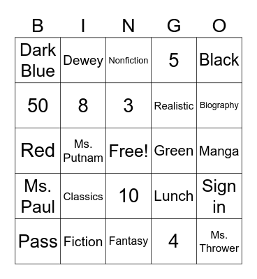 MBK Library Orientation Bingo Card
