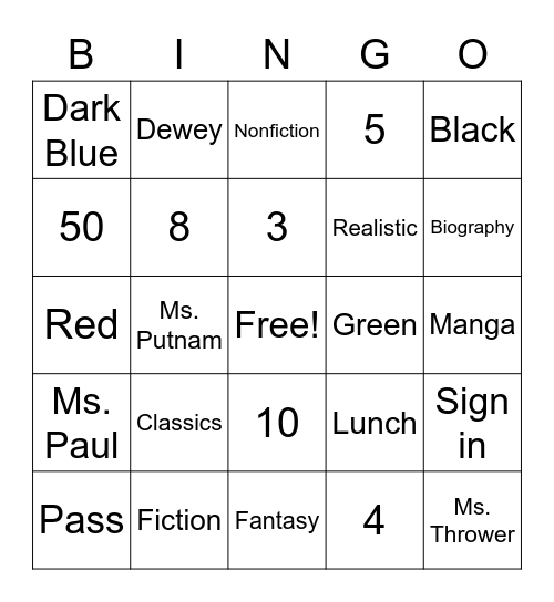 MBK Library Orientation Bingo Card